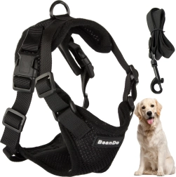 Pressure-free dog harness with handle, adjustable, black, XL