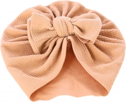 Children's turban with bow, girls' hat - light brown