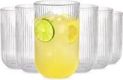 Set aus 6 Gläsern 400 ml Vilde – gerippte klare Trinkgläser
