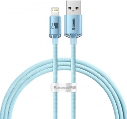 USB Cable for Apple Devices Baseus Crystal Shine, 2.4A, 1.2m in Blue Color