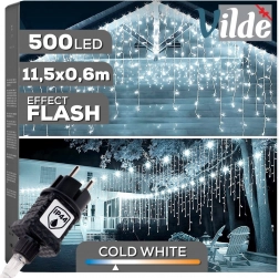 Vilde Outdoor-Lichtervorhang Eis-Effekt 500 LED, 11,5 m, Kaltweiß