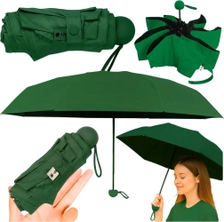 Folding pocket umbrella with UV protection UPF 50+ 90 cm – dark green with case