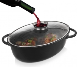 Ovale granieten braadslede met deksel 8 l, 45 × 27,5 cm