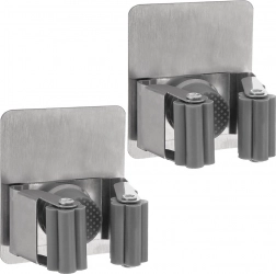 Supports muraux autocollants en acier inoxydable pour balai et serpillière, lot de 2