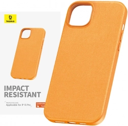 Coque pour iPhone 15 Pro Max Baseus Série Fauxther orange