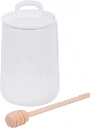 Pot en porcelaine pour miel avec cuillère en bois WHITELINE 470 ml