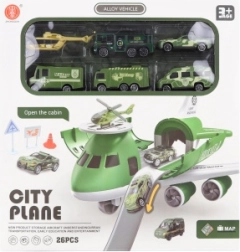 Airplane with Folding Garage and Military Cars