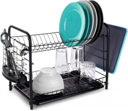 Black two-tier dish rack 51.5 × 24.5 × 33 cm