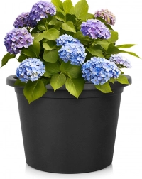 Runder schwarzer Kunststoff-Blumentopf 39 cm