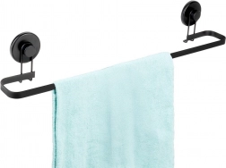 Schwarzer Metall-Handtuchhalter mit Saugnäpfen, 60 cm