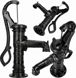 Decorative hand-operated garden water pump Abisynka, black cast iron