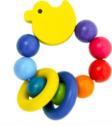 Detoa duckling with rings – wooden rattle for babies