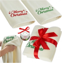 Serviettes de Noël RUHHY – lot de 2 pièces, en coton avec broderie 50×100 cm
