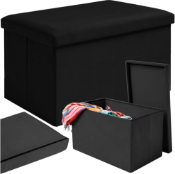 Faltbarer Velours-Sitzhocker mit Stauraum RUHHY 60 × 30 × 30 cm schwarz