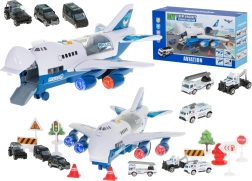 Avion de transport de police avec 6 voitures