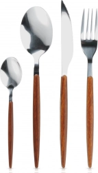 16-teiliges Edelstahl-Besteckset mit Holzoptik-Griff