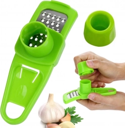 Mini-rasp voor knoflook en gember met veiligheidshouder – groen