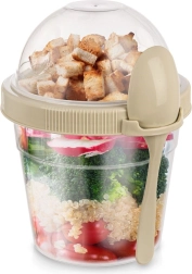 Yogurt cup with spoon and muesli bowl 400 ml