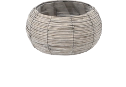 Gray round wicker plant pot cover 39 × 21 cm