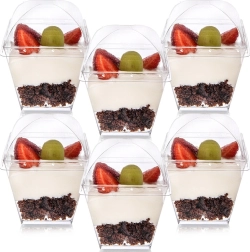 Plastic cups for desserts and snacks with lids 180 ml, 6 pcs