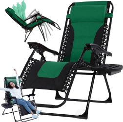 Klappbare Gartenliege Gravity mit Tischchen