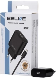 30W GaN Wall Charger USB‑C with Lightning Cable – black