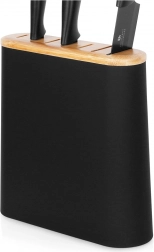 Schwarzer Messerblock mit Fächern aus Bambus