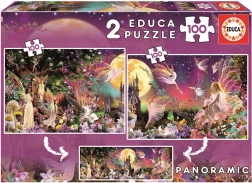 Puzzle Panorama Fairy Tale Fairies 2x100 Pieces
