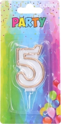 Party candle number 5 gold