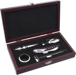 Wine accessory set in wooden box, 5 pcs