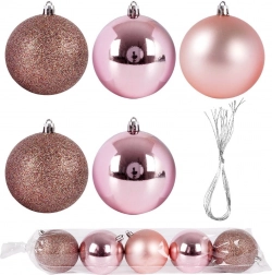 Roze onbreekbare kerstballen 8 cm, set van 5 stuks