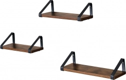 Set of 3 Wooden Hanging Loft Shelves
