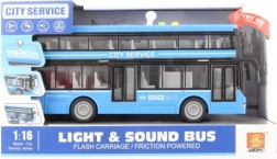 Double-decker blue battery-powered bus