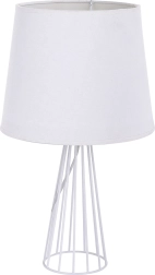 White table lamp with metal grid base 40 cm