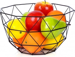Metall-Obstkorb mit abnehmbarem Haken, schwarz