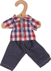 Bigjigs Toys kariertes Hemd und Jeans für Puppe