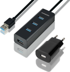 HUE-S2BP 4-port USB 3.2 Gen 1 charging hub, 1.2 m cable, power adapter