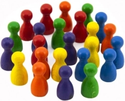 Figurines en bois 25mm 6 couleurs - Jeu de société