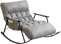 Rocking Loveseat with Black Metal Base – Grey