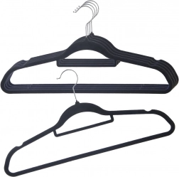 Velvet black clothes hangers, swivel hook, 45 × 23.5 cm, set of 5