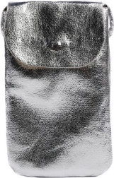 Metallische Handytasche mit Schulterriemen und Rückentasche