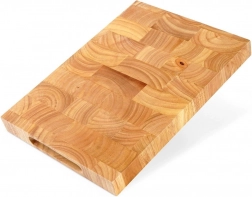 Wooden rubberwood cutting board 35 × 25 cm, double‑sided with handles