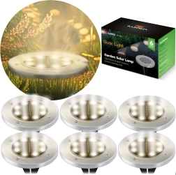 Éclairages de jardin encastrés solaires ILUMEN, lot de 6 pièces