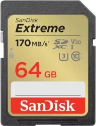SanDisk Extreme SDXC Memory Card 64 GB UHS‑I U3 V30 170/80 MB/s