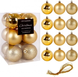 Gouden onbreekbare kerstballen 6 cm, set van 12 stuks