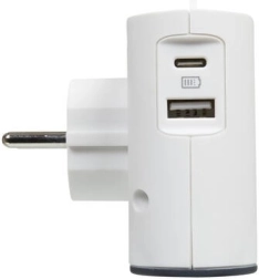 Splitter 2x 2P + USB AC white/black