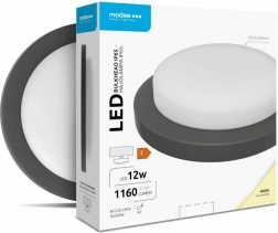 Applique/plafonnier LED rond 12 W, 4000 K, 1160 lm, noir – MODEE LED Bulkhead Round