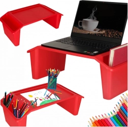 Table de lit portable avec organiseur, rouge