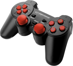 Verkabeltes Gamepad für PS3 und PC mit Vibrationen – schwarz‑rot
