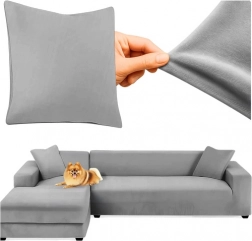 Abdeckung für Ecksofa RUHHY - dunkelgrauer elastischer Velours 145 - 185 cm